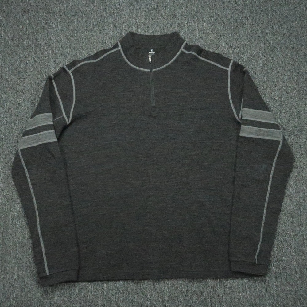 Kuhl Sweater Men XL Gray‎ Team Merino Wool Quarter Zip Jumper Pullover